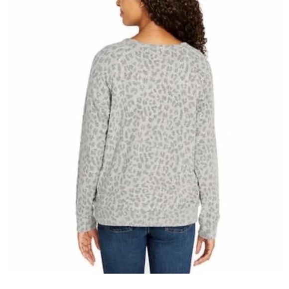 Buffalo David Bitton Leopard Print Plush Knit Sweatshirt Women's Size Large - Picture 6 of 8